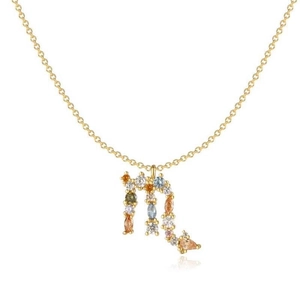 Collier en argent S925 plaqué or avec un pendentif Scorpion en zircons de couleur.