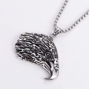 Eagle Head Pendant Necklace 304 Stainless Steel Retro Punk Totem Street Style Jewelry For Men