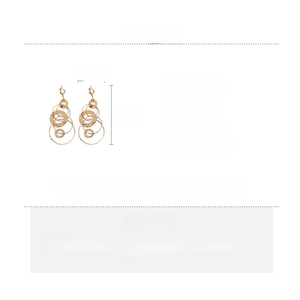 Detailed size specifications for gold tiered circle earrings with silver needles
