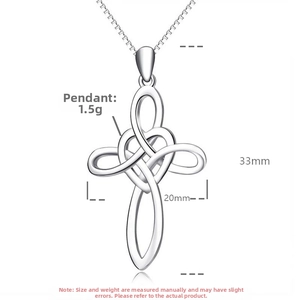 Detailed view of S925 sterling silver Celtic cross pendant showing 33mm by 20mm dimensions