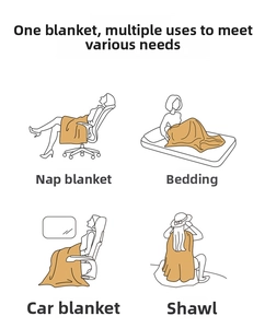 Detailed vector illustration showing four uses of ginger yellow meditation shawl blanket