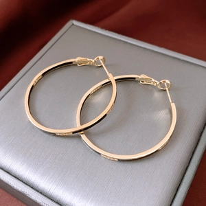 Detail showing S925 hallmark on 14k gold plated hoop earrings with zircon stones