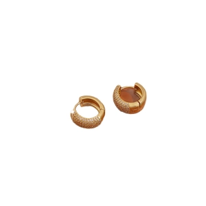 Elegant 18K gold plated hoop earrings with micro-pave cubic zirconia crystals