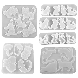 6-piece Halloween cat resin silicone molds set for DIY jewelry pendants and keychains