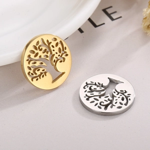 Minimalist tree of life pendants in gold and silver stainless steel for necklaces