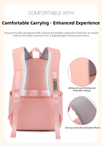 Detail of pink backpack with wide padded straps and breathable honeycomb mesh padding
