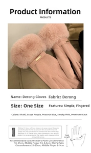 Detailed size guide chart for Dralon winter gloves showing palm circumference measurements
