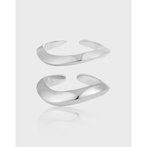 925 Sterling Silver Adjustable Ring For Women Irregular Wave Design Minimalist Geometric Open Jewelry Gift