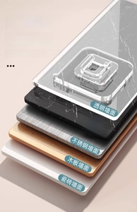 Adhesive power strip holder compatible with glass, marble, steel, wood, and tile surfaces