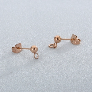Boucles d'oreilles boules en acier titane or rose avec anneau pour création bijoux