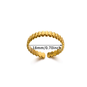 Detail view of 18k gold plated textured ring with 18mm diameter measurement guide