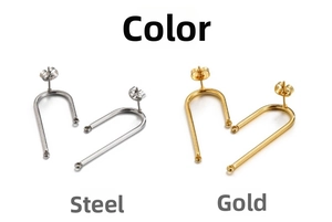 U-shaped stainless steel earring studs in gold and silver finish for DIY jewelry