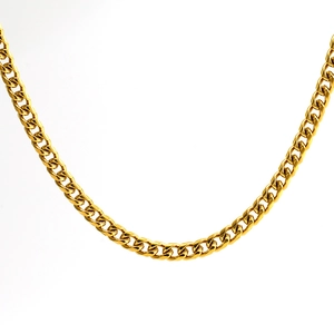Grosse chaîne gourmette plaquée or 18 carats en acier inoxydable pour hommes et femmes