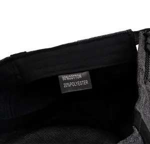 Care label close-up showing 80% cotton and 20% polyester blend of the newsboy cap
