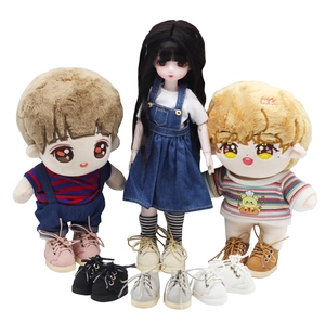 Miniature PU leather doll shoes in various colors for 15-20cm cotton and BJD dolls