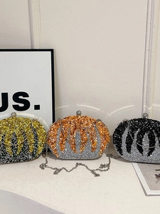 Elegant pumpkin shaped evening clutch bags with sparkling sequins and chain straps