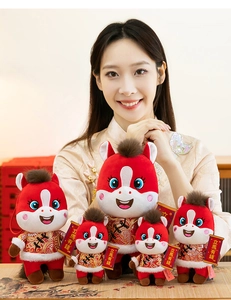 Peluches Cheval du zodiaque chinois 2026, ensemble de mascottes festives pour le Nouvel An