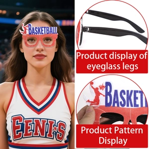 Basketball theme party glasses with red frames and athlete decoration for fans