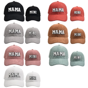 Corduroy baseball caps set for mother and child with MAMA and MINI embroidery