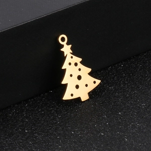Elegante ciondolo a forma di albero di Natale in acciaio inossidabile dorato lucido