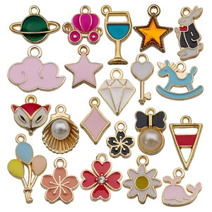 Korean Style Alloy Enamel Charms Pendants Mix Set For DIY Earring Necklace Jewelry Making Cloud Star Heart Moon Accessories