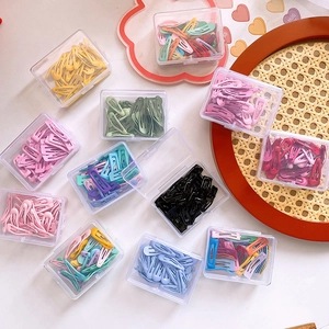 Macaron Candy Color Snap BB Hair Clips Metal Oil Dripped Sweet Hairpins With Clear Storage Box For Girls Kids