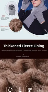 Detailed view of the thick fleece lining in this men's winter scarf and glove set