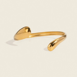 Minimalist Wave Open Bangle Stainless Steel 18K Gold Plated Teardrop Cuff Bracelet Chic Versatile Jewelry For Women