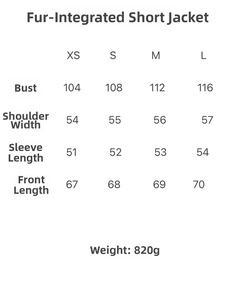 Size chart for women reversible jacket with measurements from XS to L for ideal fit