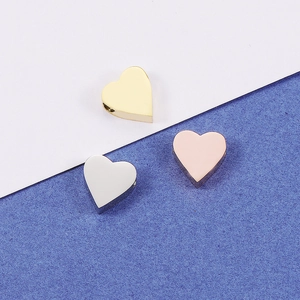 Gepolijste hartkralen van roestvrij staal in goud, zilver en roze voor DIY sieraden