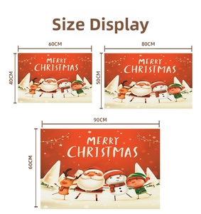 Tableau des tailles présentant trois options pour tapis de Noël antidérapants et décoratifs