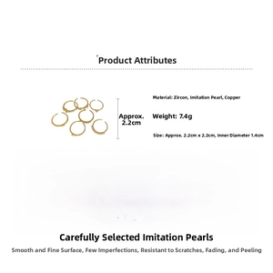 Detailed chart of gold ring set with zircon and pearl, including size and weight specs