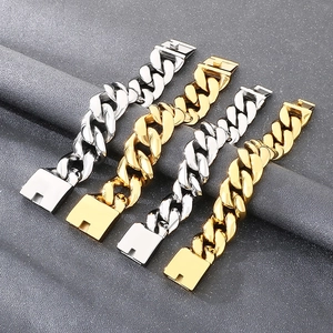 Herren Panzerarmband 316L Edelstahl Dickes Cuban Link Hip Hop Punk Streetwear Schmuck Hochglanzpoliert Gold Silber Farbe