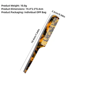 Pettine per capelli in acetato tartarugato con manico lungo professionale 19,4cm