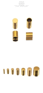 Detailed size comparison of 18k gold-plated stainless steel cylindrical leather cord connectors
