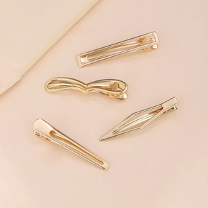 Minimalist Gold Metal Hair Clips Geometric Alloy Duckbill Alligator Hairpin Headwear For Women Girls