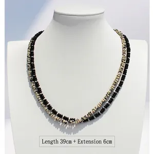 Vintage cow print dalmatian stone and black onyx beaded layered necklace for women