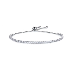 Elegant adjustable S925 sterling silver moissanite tennis bracelet for women with drawcord
