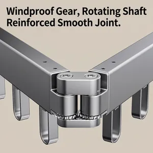 Folding clothes rack with windproof gear and reinforced smooth rotating joint