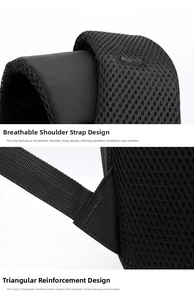 Detail of breathable honeycomb mesh shoulder straps with reinforced triangular stitching