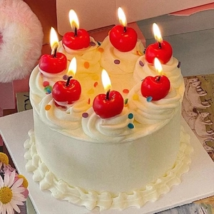 Style Coréen Mignon Bougies d'Anniversaire en Forme de Cerise Fruit Simulé 3D Insert de Gâteau Bougies Décoratives de Fête