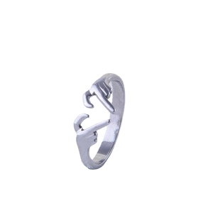 Unique heart hand gesture open ring in silver stainless steel for women
