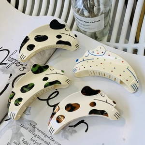 Pince À Cheveux Chien Dessin Animé Acétate Acrylique Motif Dalmatien Strass Accessoire Cheveux Mignon Femmes