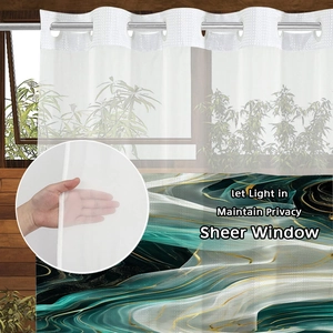 Double-layer marble pattern waterproof shower curtain with silver grommet top design