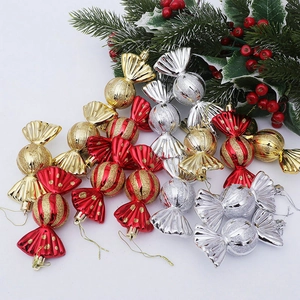 Electroplated Christmas candy ornaments in red, gold and silver for holiday tree decoration