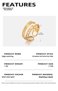 Macro detail showing 1.9g weight and 1.7cm adjustable size of double-layer chain ring