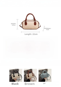 Detailed size specifications for the PU leather Boston bag showing 22cm length and 12cm height