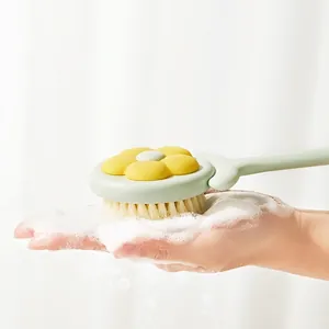 Long handle flower-shaped bath brush with soft bristles for deep body cleansing