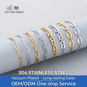 Bracelet Fermoir Cabillat Acier Inoxydable 304 Maillons Géométriques Chaîne Superposée Minimaliste Luxe Femme Cadeau