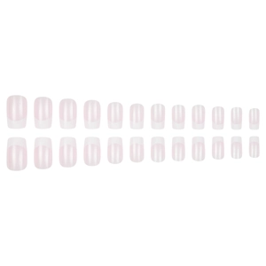 24pcs French square-oval press-on nails with light pink base and white tips